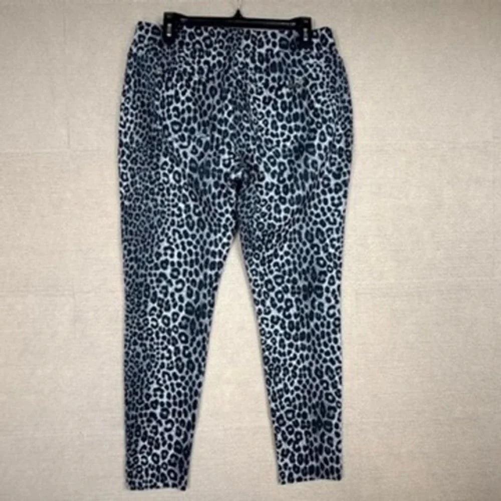 Michael Kors Women Grey Black Leopard Print Stretch Pull On Leggings Size L
